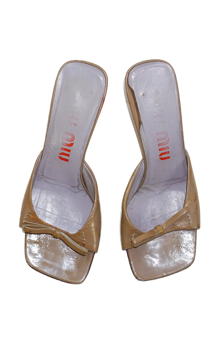 MIU MIU Vintage Square Toe Kitten Heel Mules