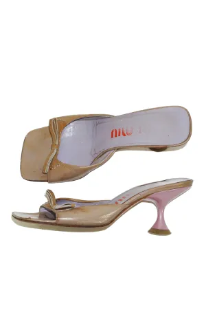 MIU MIU Vintage Square Toe Kitten Heel Mules