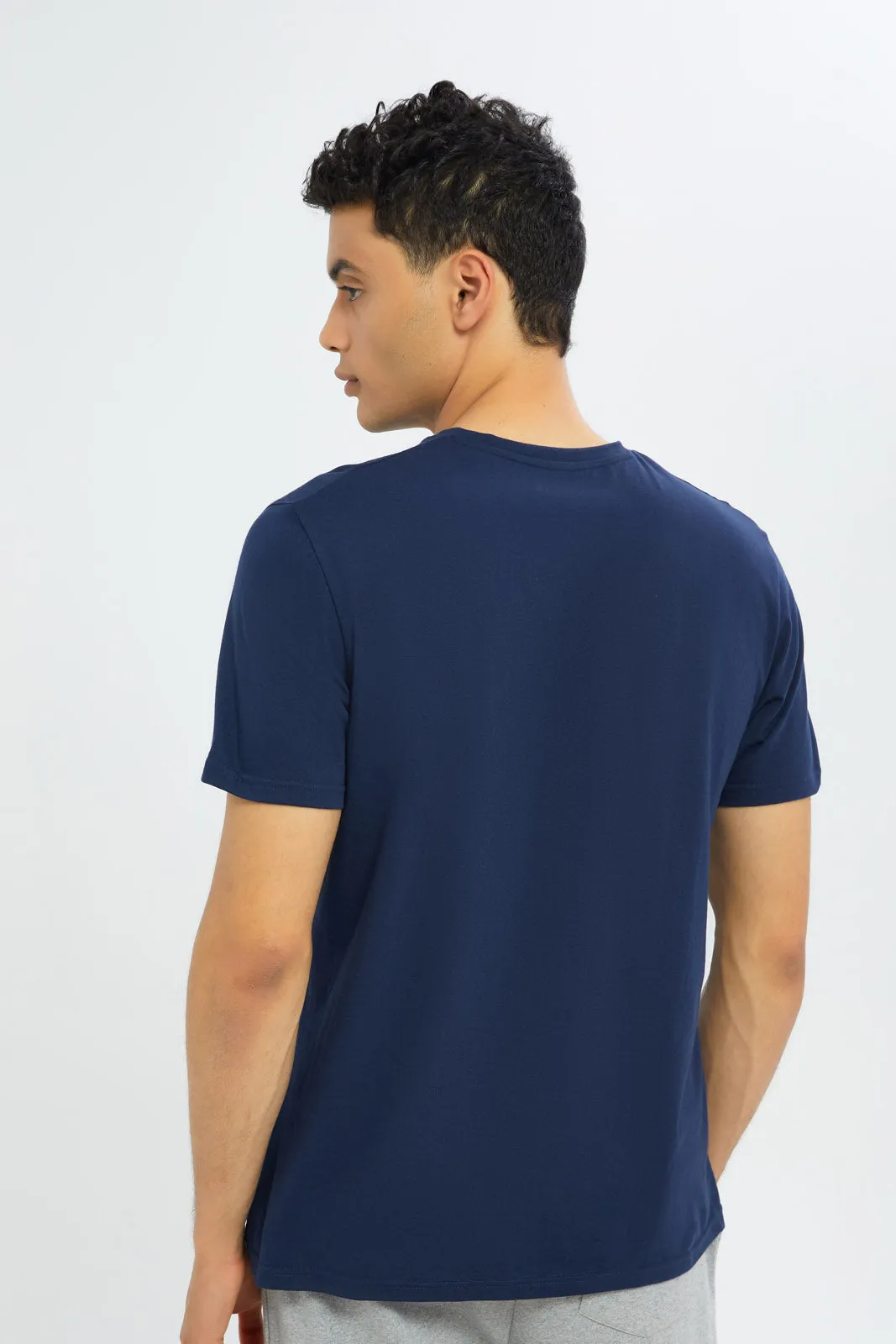 Navy V-Neck Regular Fit T-Shirt