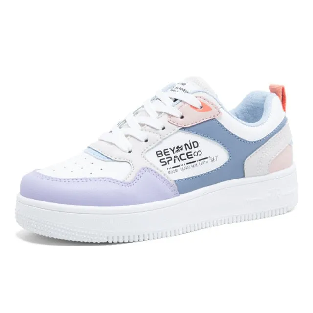 Nice White Shoes Leather Sneakers for Women Spring Casual Shoes Female  New Fashion Student White Sneakers Platform