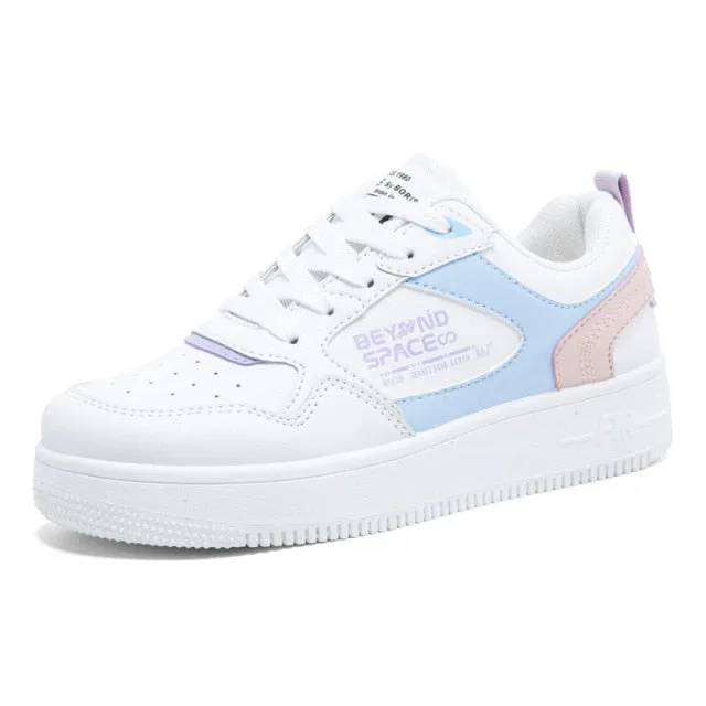 Nice White Shoes Leather Sneakers for Women Spring Casual Shoes Female  New Fashion Student White Sneakers Platform