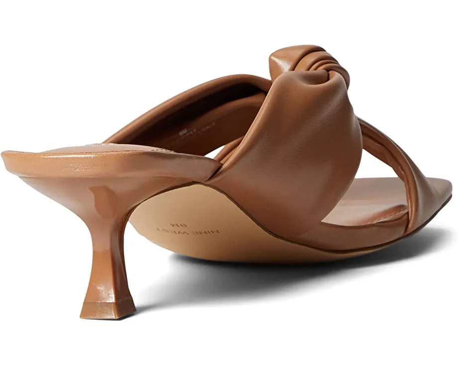 Nine West Dipa3 Light Natural Slip On Squared Open Toe Kitten Heeled Sandal