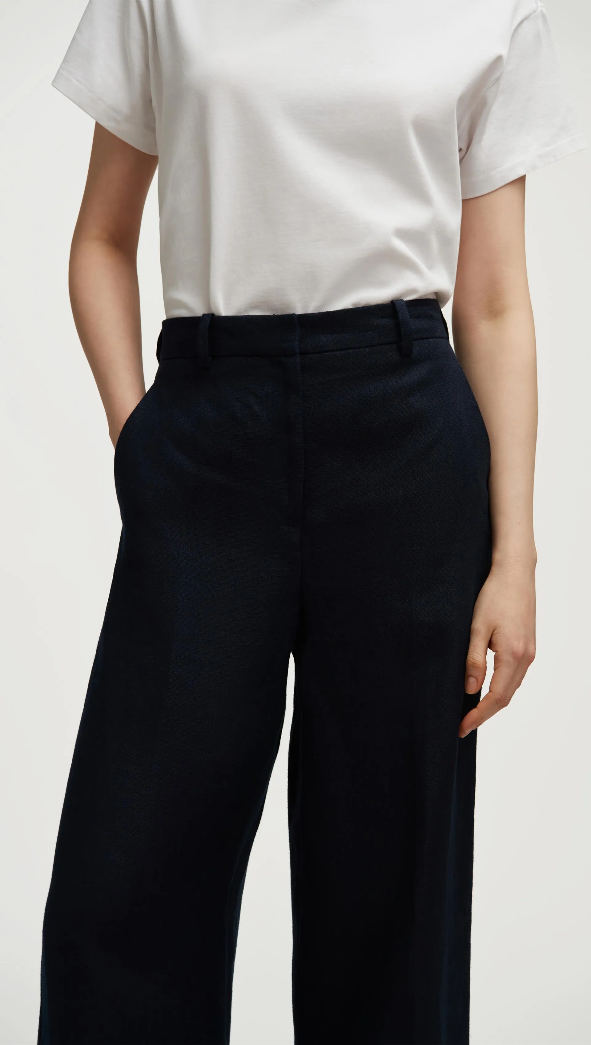 Park Trouser in Basket Weave Linen | Midnight