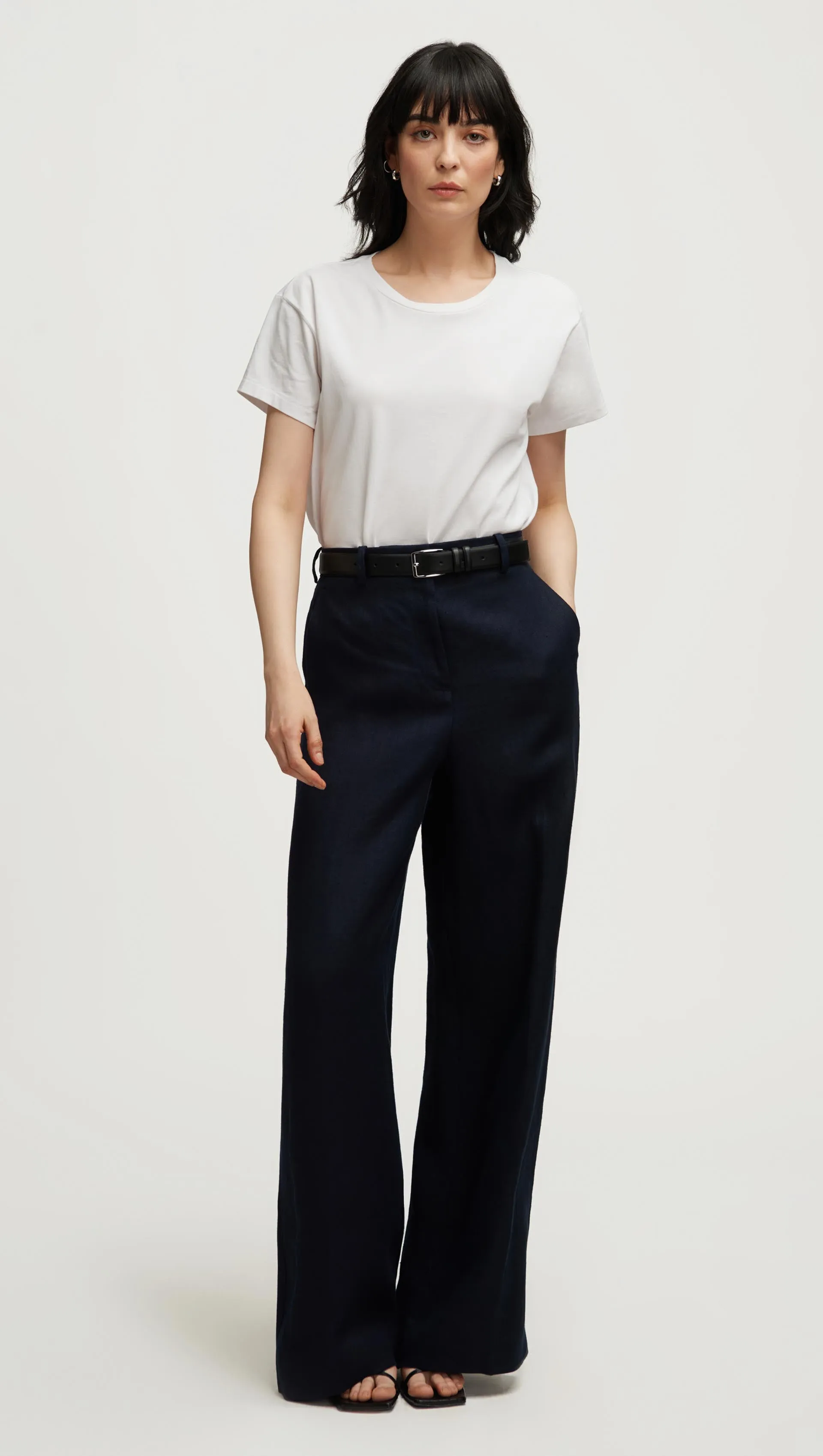 Park Trouser in Basket Weave Linen | Midnight