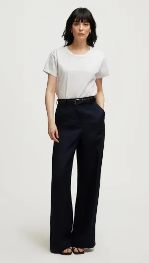 Park Trouser in Basket Weave Linen | Midnight