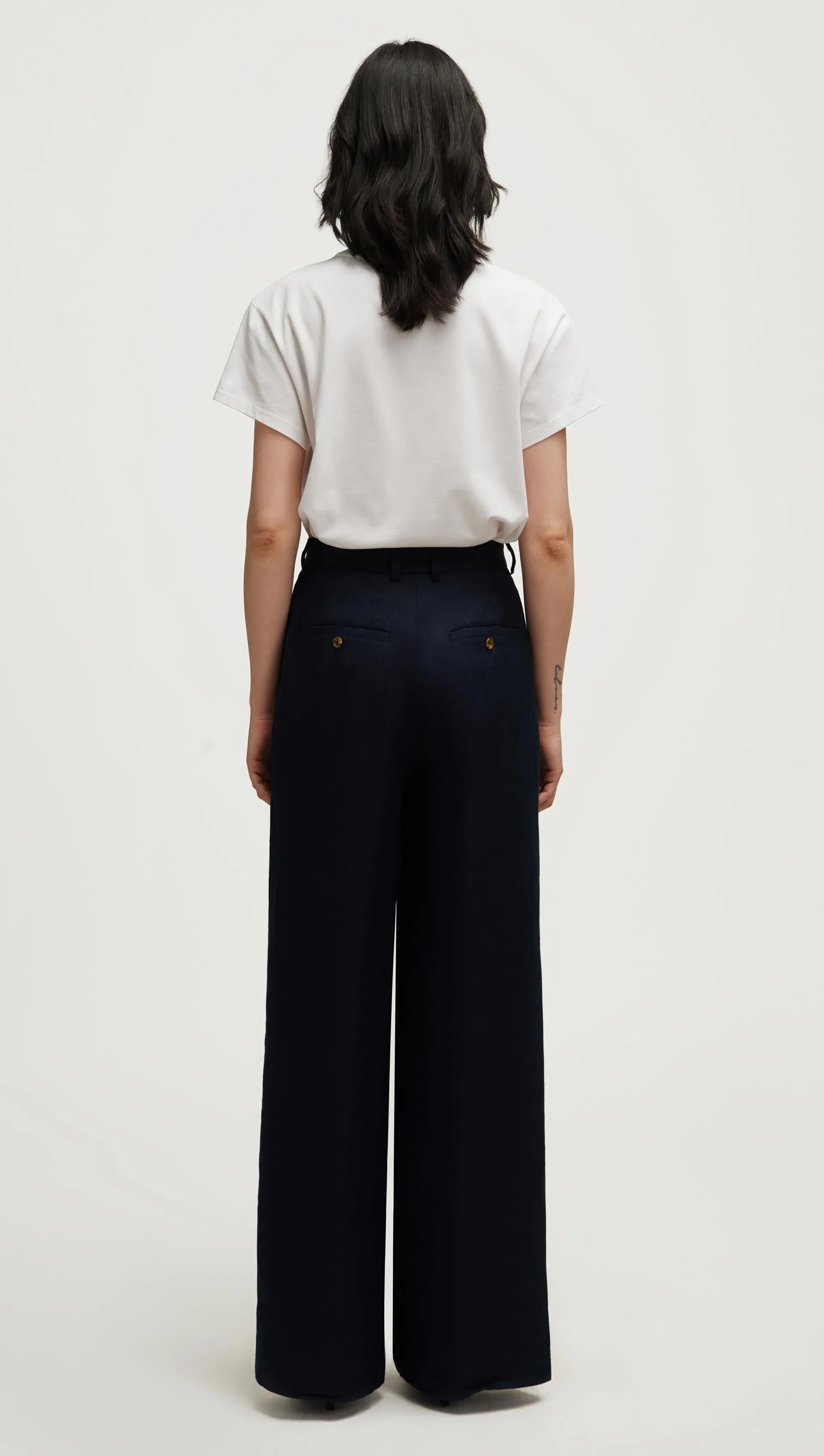 Park Trouser in Basket Weave Linen | Midnight