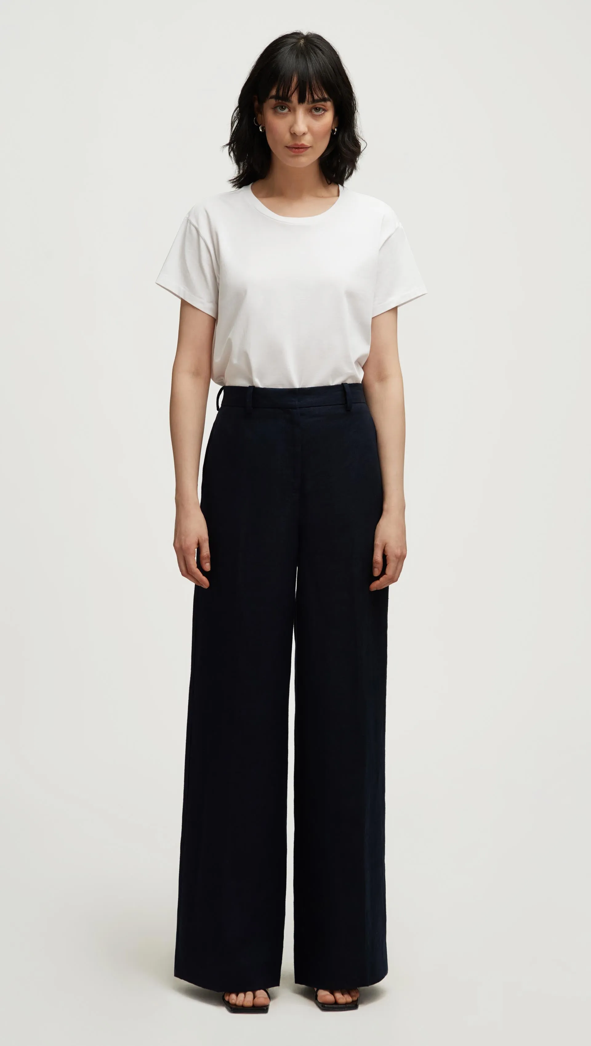 Park Trouser in Basket Weave Linen | Midnight