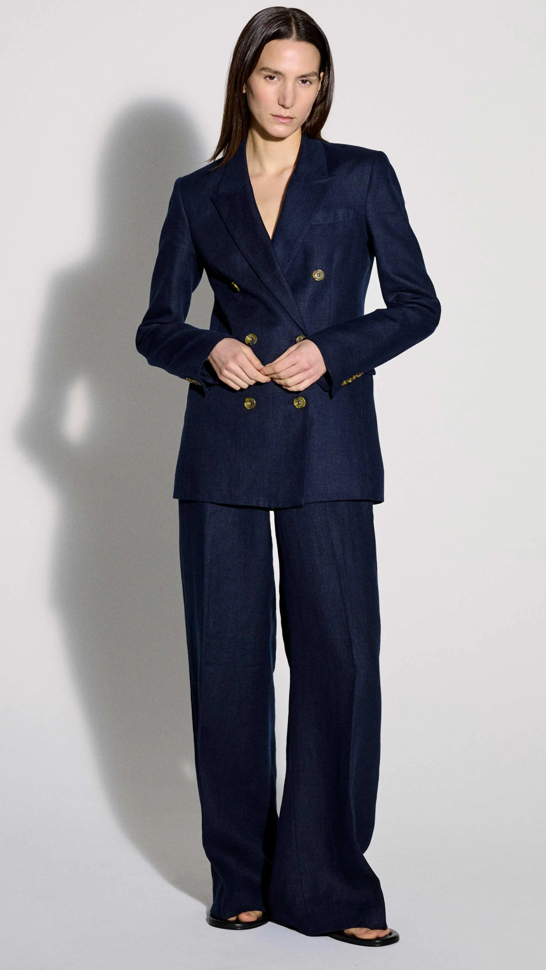 Park Trouser in Basket Weave Linen | Midnight