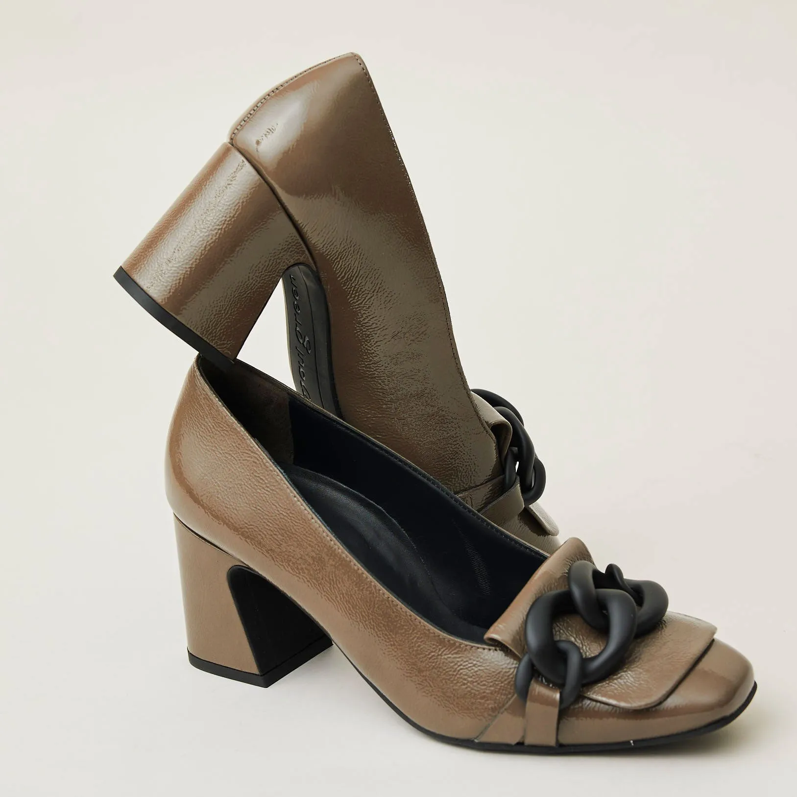 Paul Green Taupe Patent Court Shoes