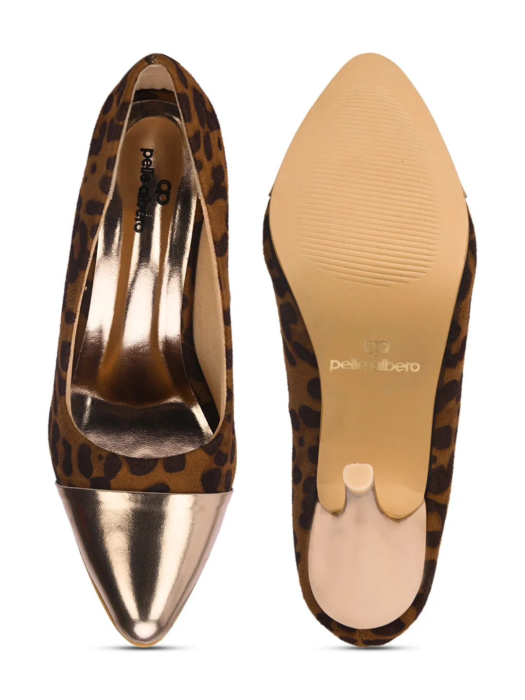 Pelle Albero Women Brown Slip-On Kitten Heels