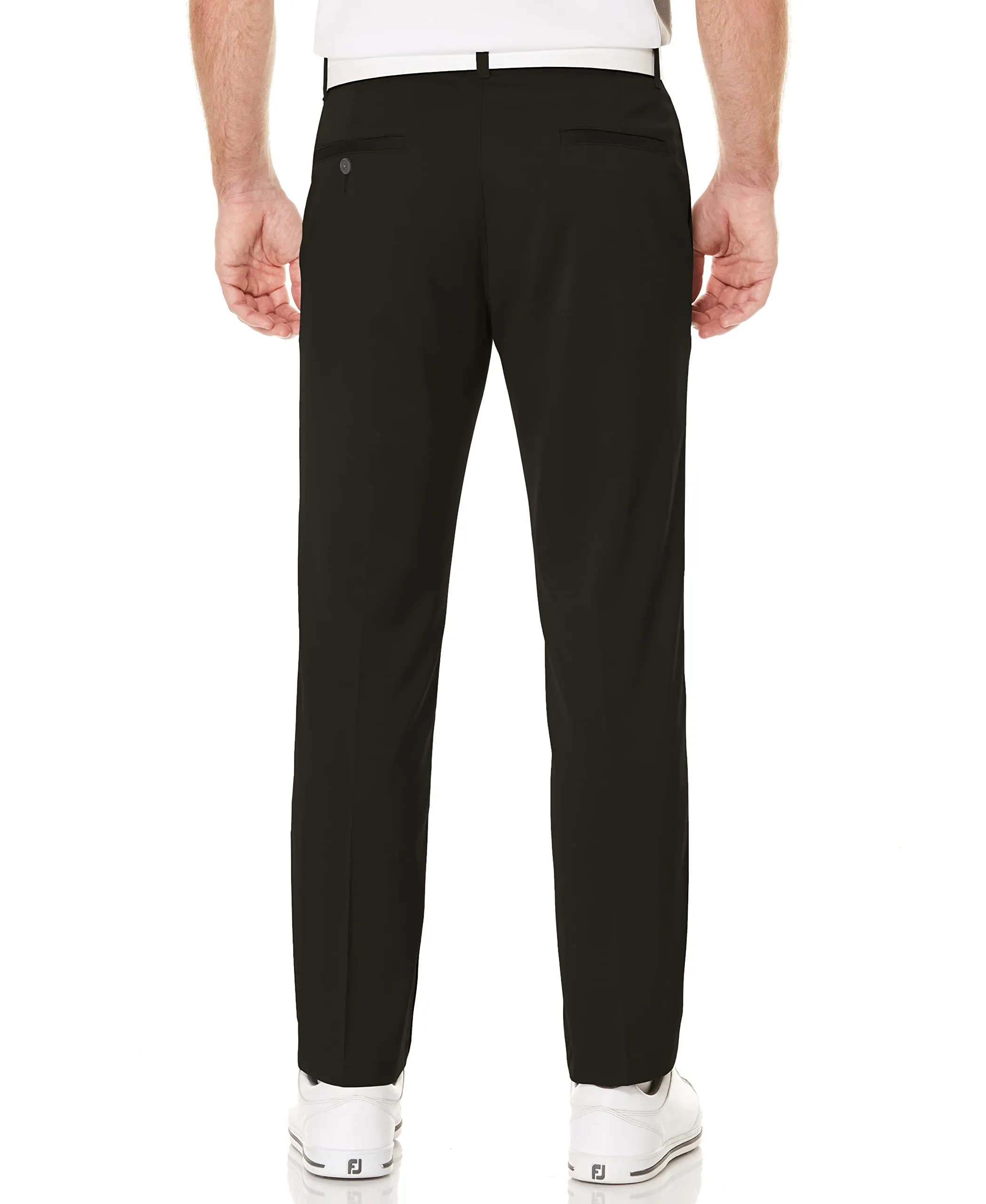 PGA Tour Men's Flat Front Active Waistband Golf Pant With A Classic Fit, Moisture-Wicking And Sun Protection (Sizes 30 - 54), Caviar, 34W x 29L