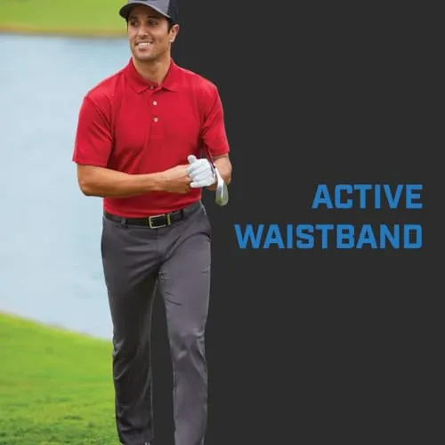 PGA Tour Men's Flat Front Active Waistband Golf Pant With A Classic Fit, Moisture-Wicking And Sun Protection (Sizes 30 - 54), Caviar, 34W x 29L