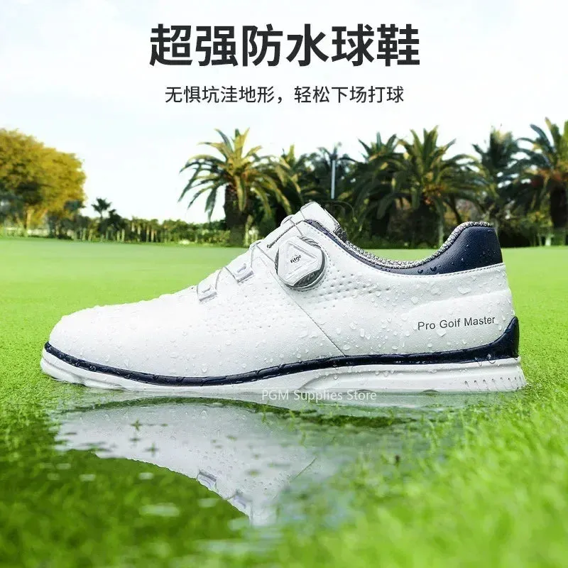 PGM Men Golf Shoes Knob Shoelaces Anti-side Slip Waterproof Men's Sports Shoes Sneakers XZ277