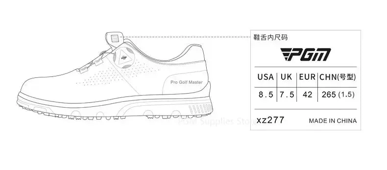 PGM Men Golf Shoes Knob Shoelaces Anti-side Slip Waterproof Men's Sports Shoes Sneakers XZ277