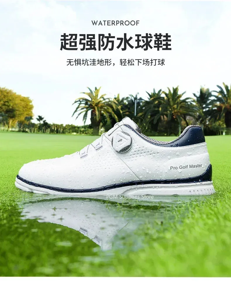 PGM Men Golf Shoes Knob Shoelaces Anti-side Slip Waterproof Men's Sports Shoes Sneakers XZ277