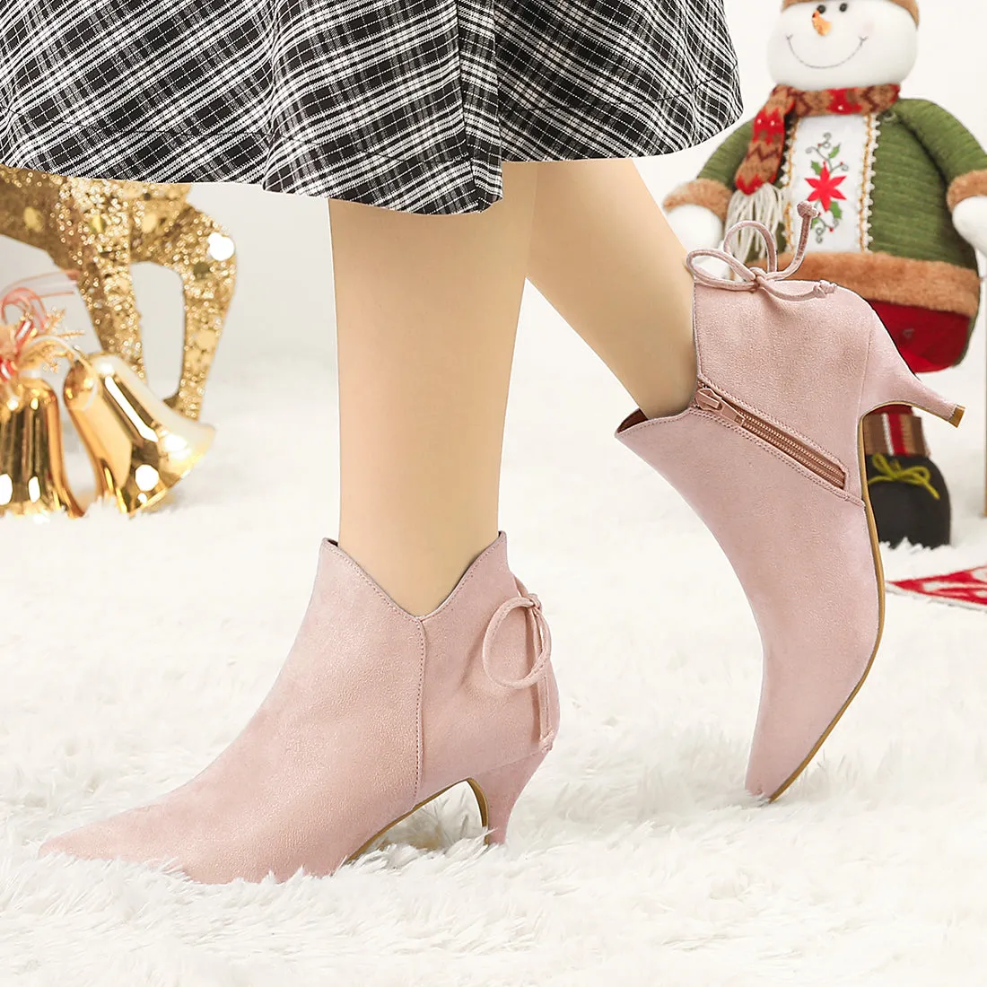 Pointed Toe Kitten Heel Ankle Booties