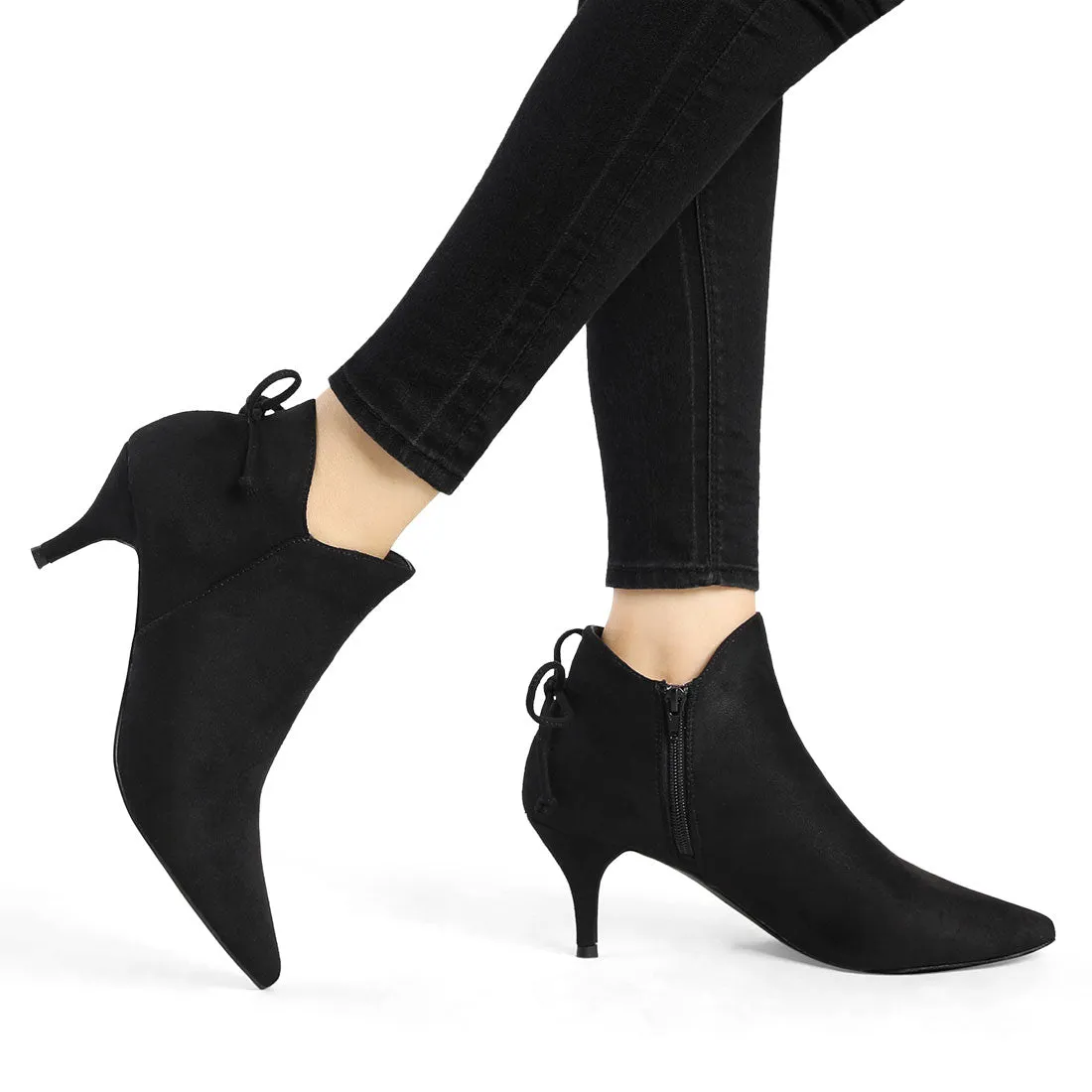 Pointed Toe Kitten Heel Ankle Booties