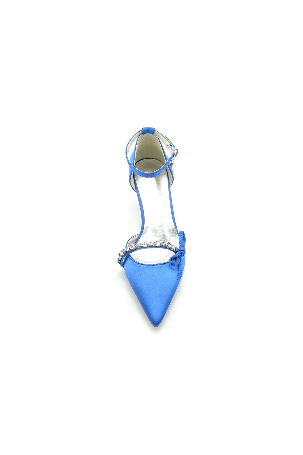 Pointed Toe Rhinestone Kitten Heels With Bow