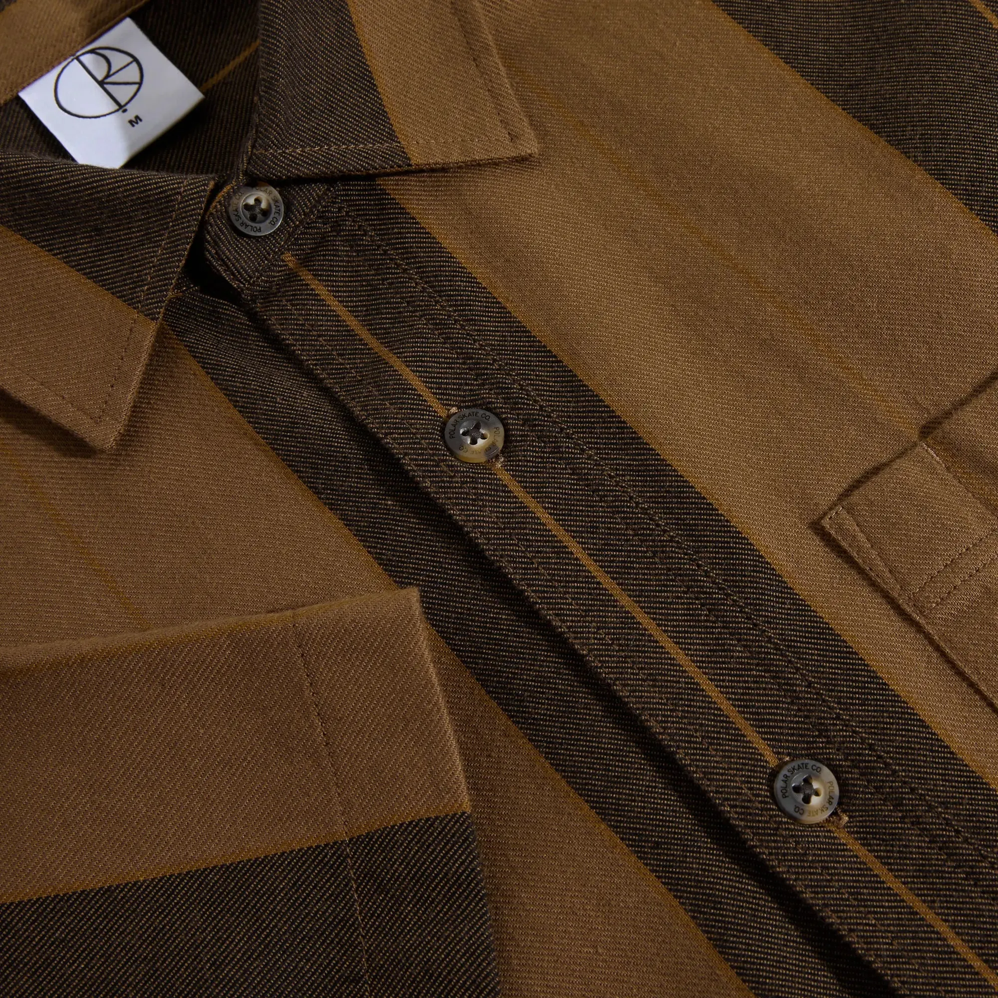 Polar Skate Co Mitchell  Shirt - Brown Block Stripe