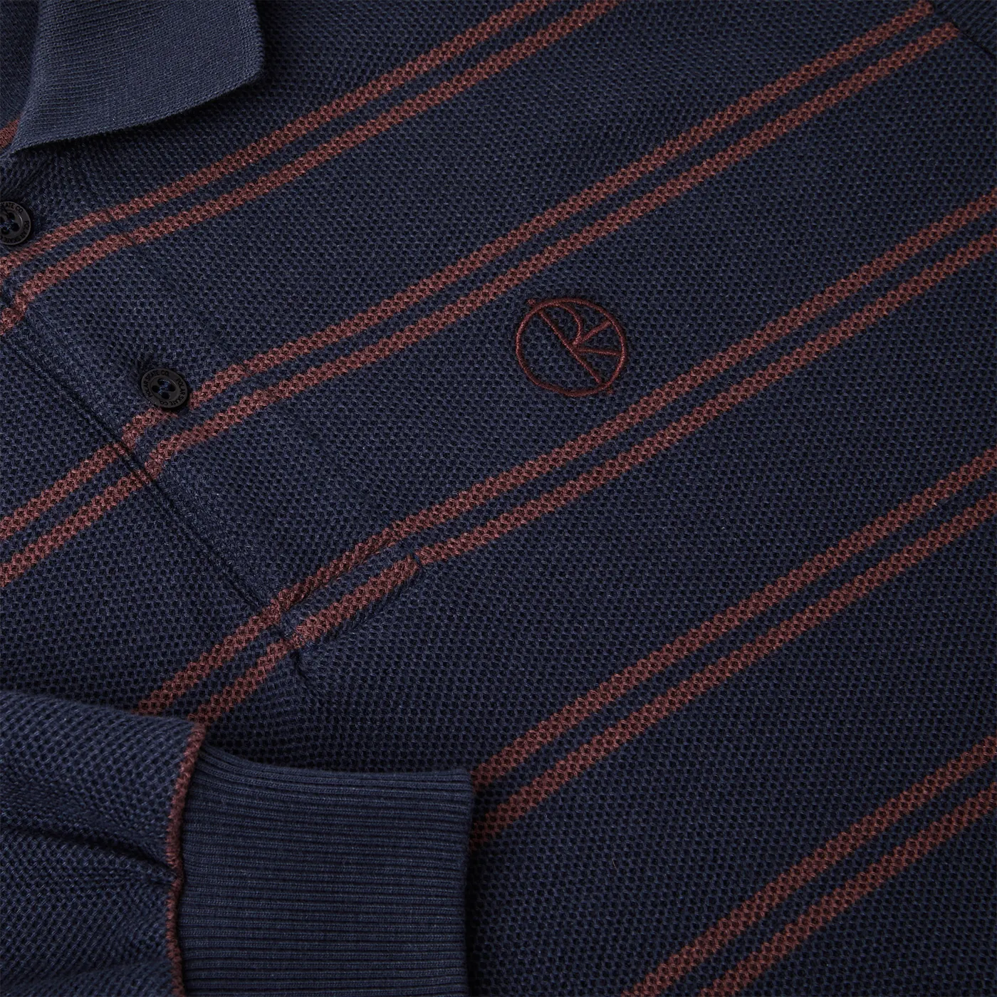 Polar Skate Co Stripe Polo L/S Shirt - Navy / Plum