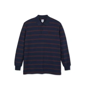 Polar Skate Co Stripe Polo L/S Shirt - Navy / Plum