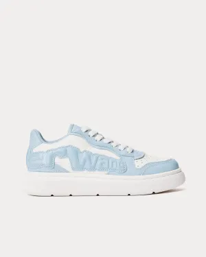 Puff Pebble Leather with Logo Blue Low Top Sneakers