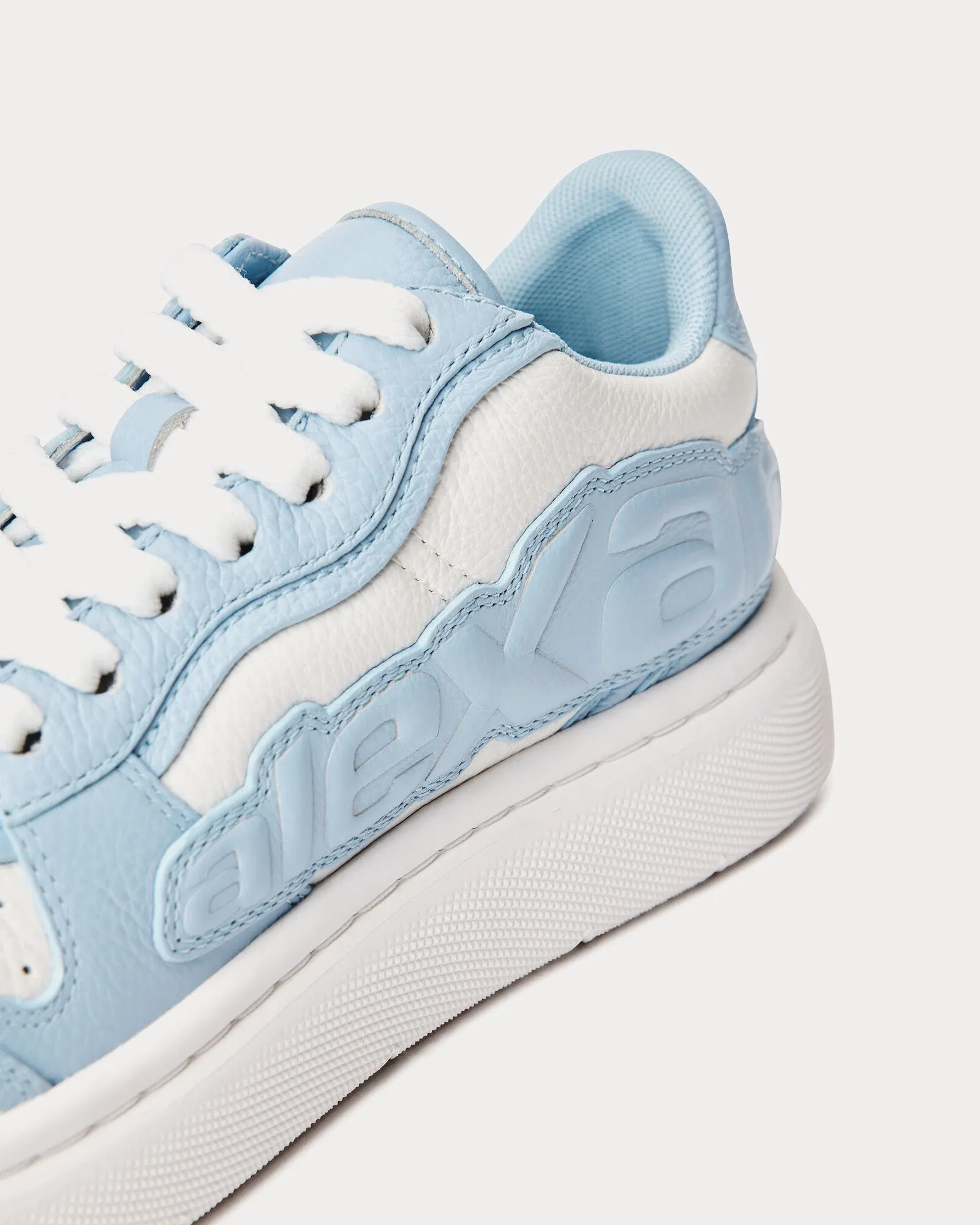 Puff Pebble Leather with Logo Blue Low Top Sneakers
