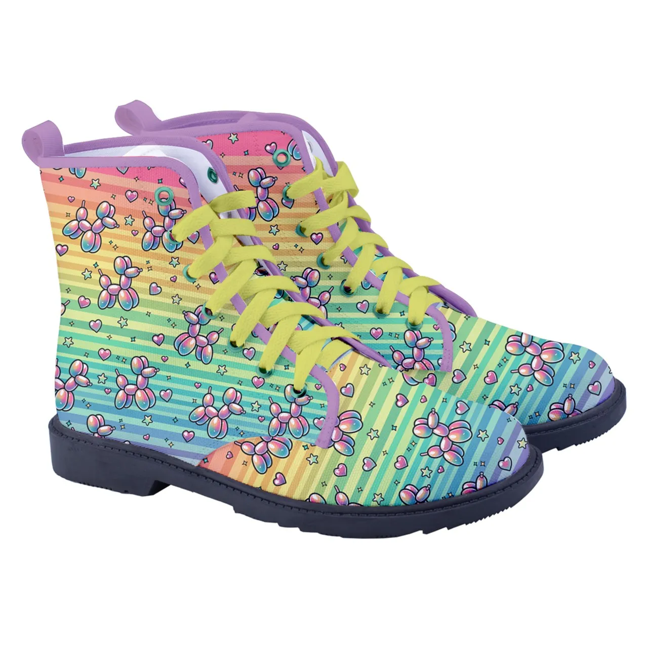 Retro Rainbow Women's Canvas Boots