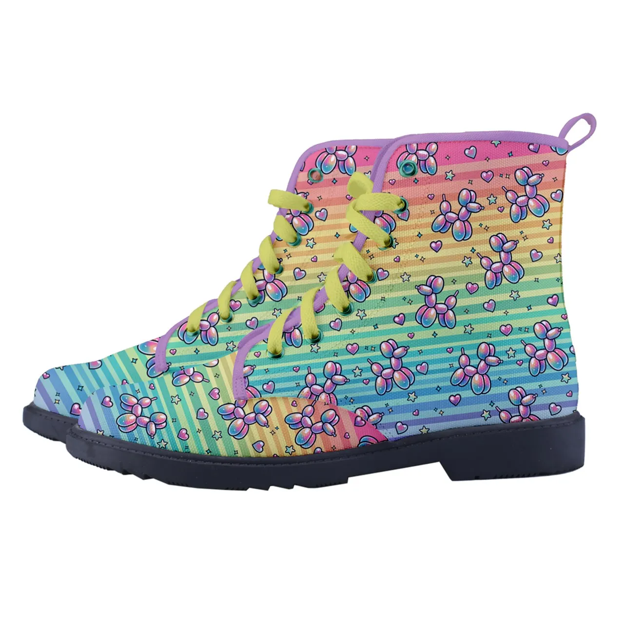 Retro Rainbow Women's Canvas Boots