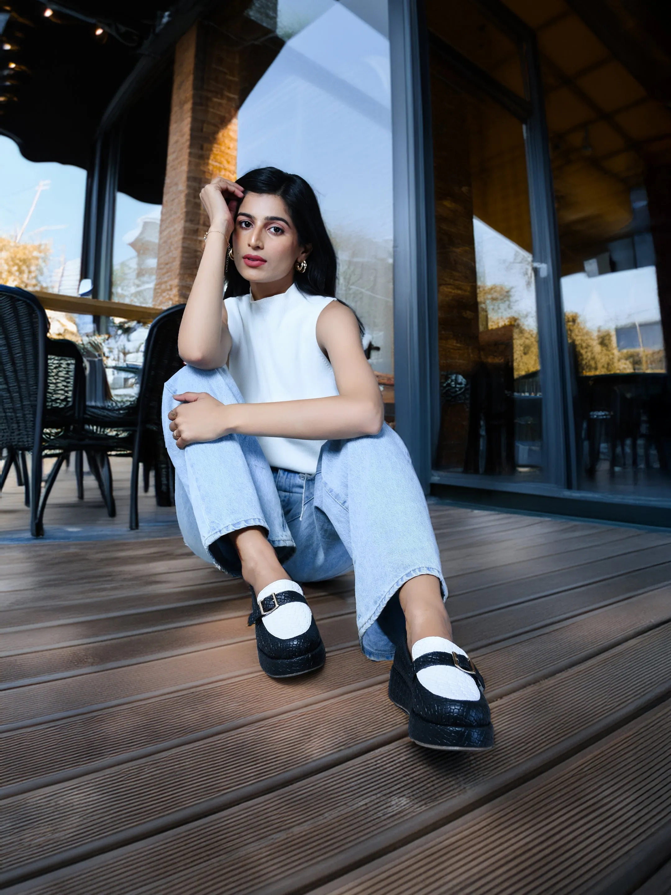 Retrro Textured Vegan Leather Slip-On Loafers