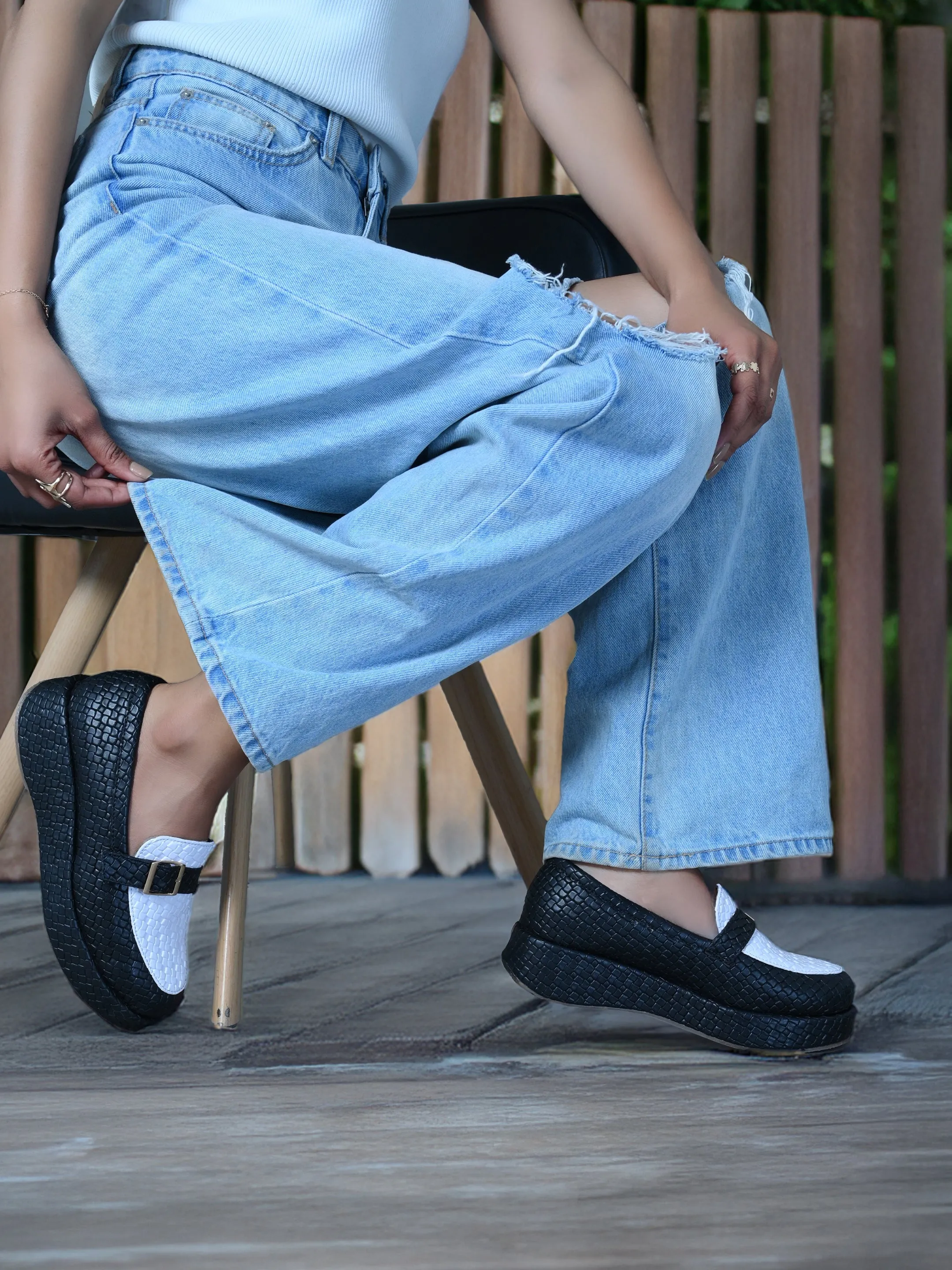 Retrro Textured Vegan Leather Slip-On Loafers