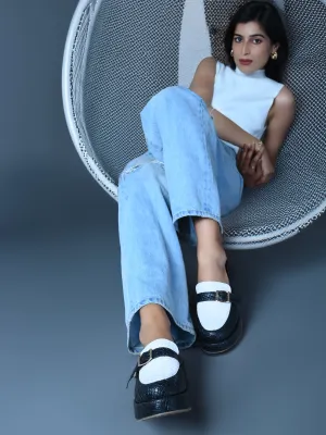 Retrro Textured Vegan Leather Slip-On Loafers