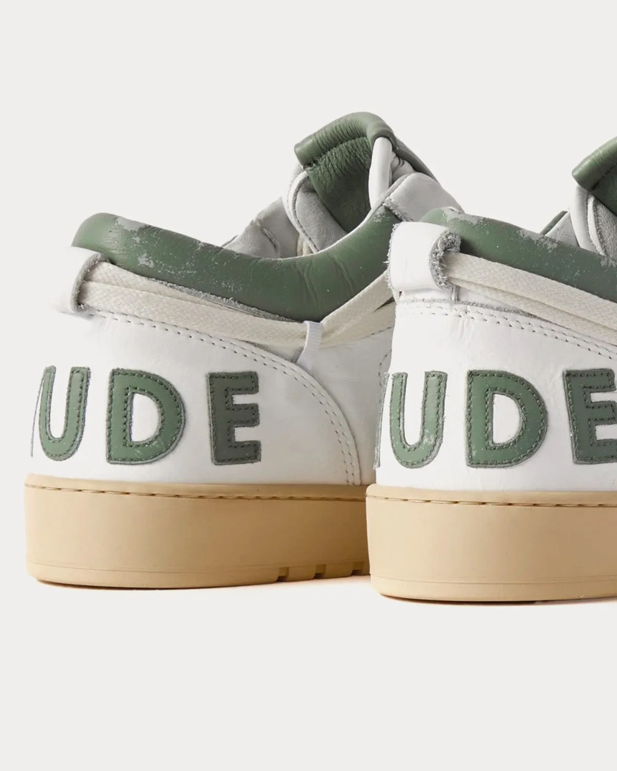 Rhecess Distressed Leather White / Green Low Top Sneakers