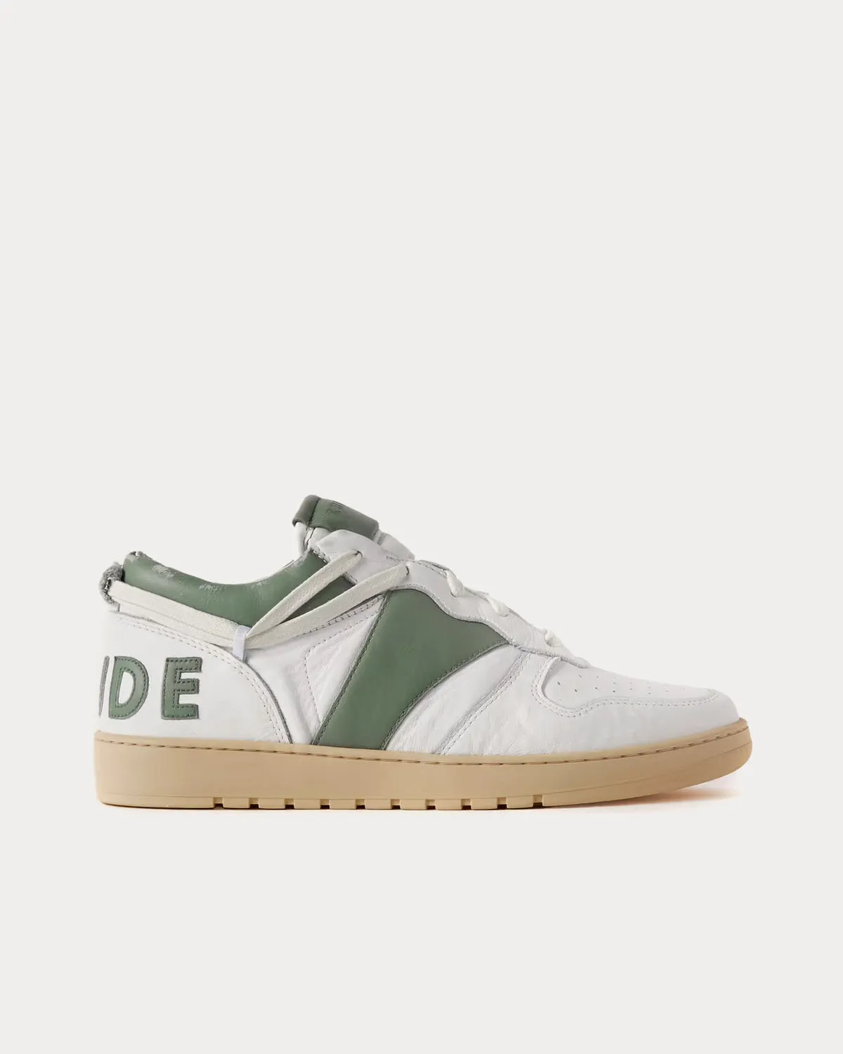 Rhecess Distressed Leather White / Green Low Top Sneakers