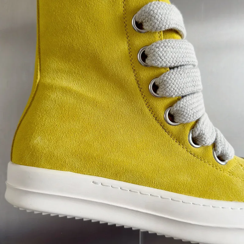 Rick Owens Yellow High-Top Sneakers