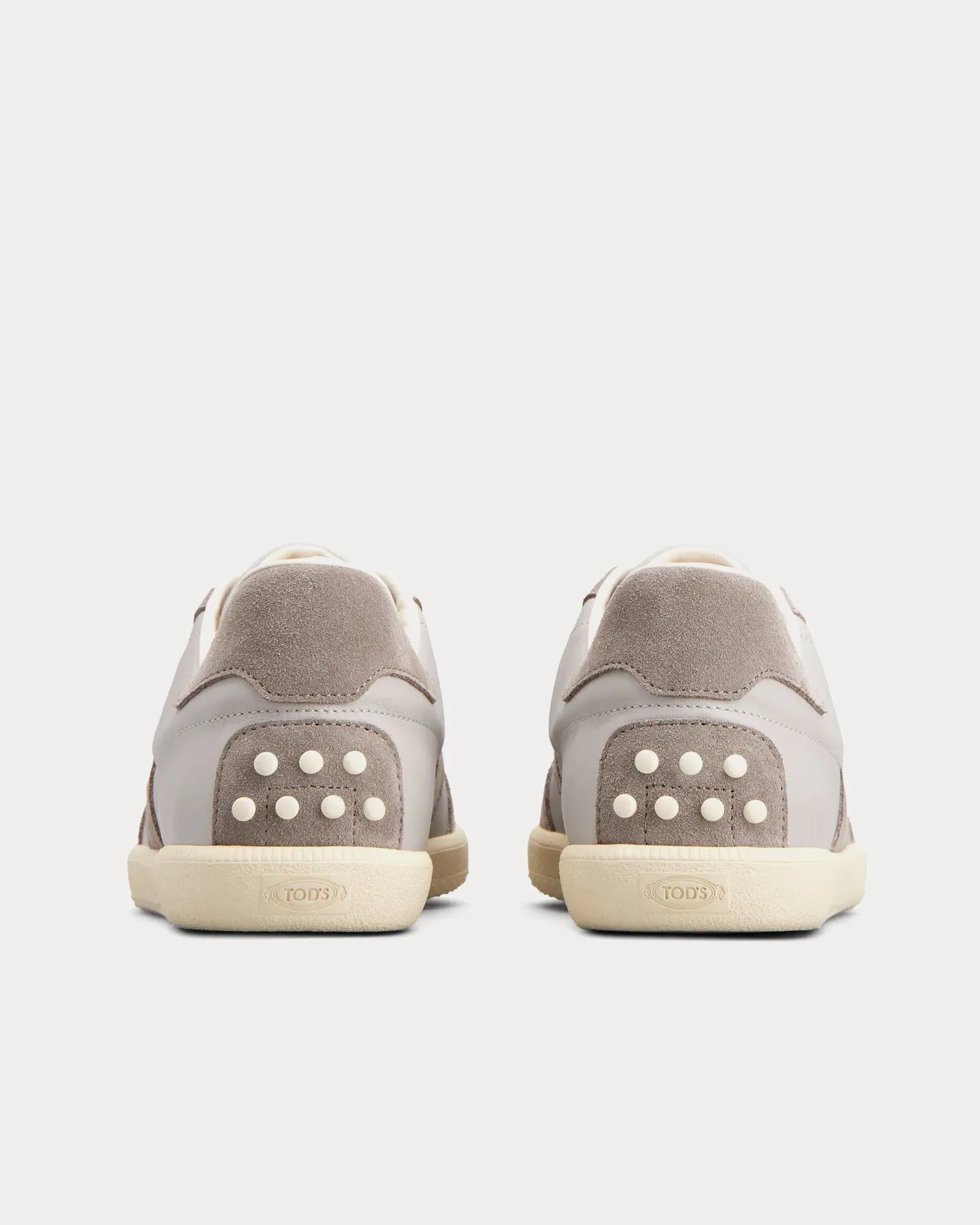 Rubber-Trimmed Leather & Suede Grey Low Top Sneakers