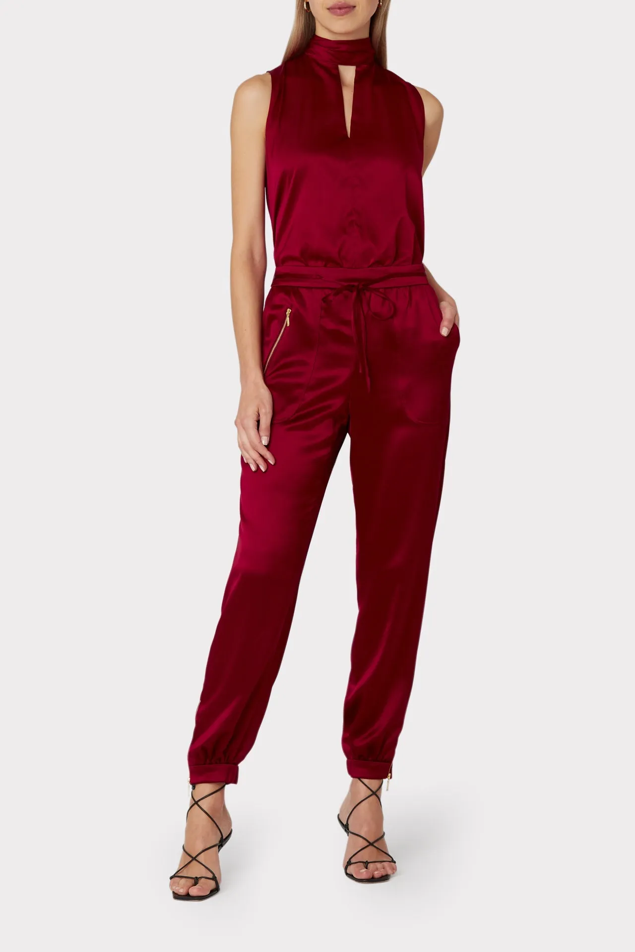 Rylan Hammered Satin Jogger Pants