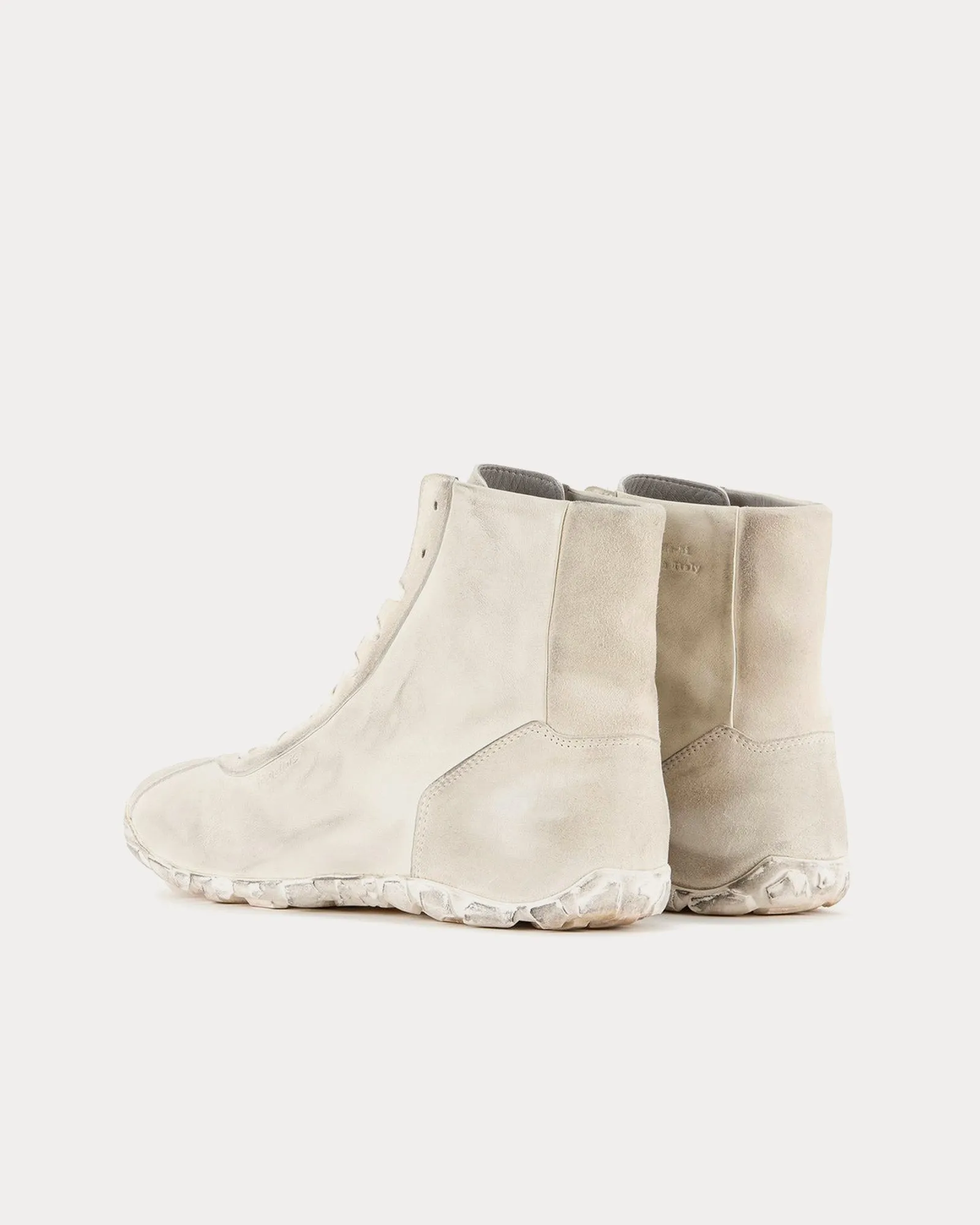 Saddle Hi Distressed White High Top Sneakers