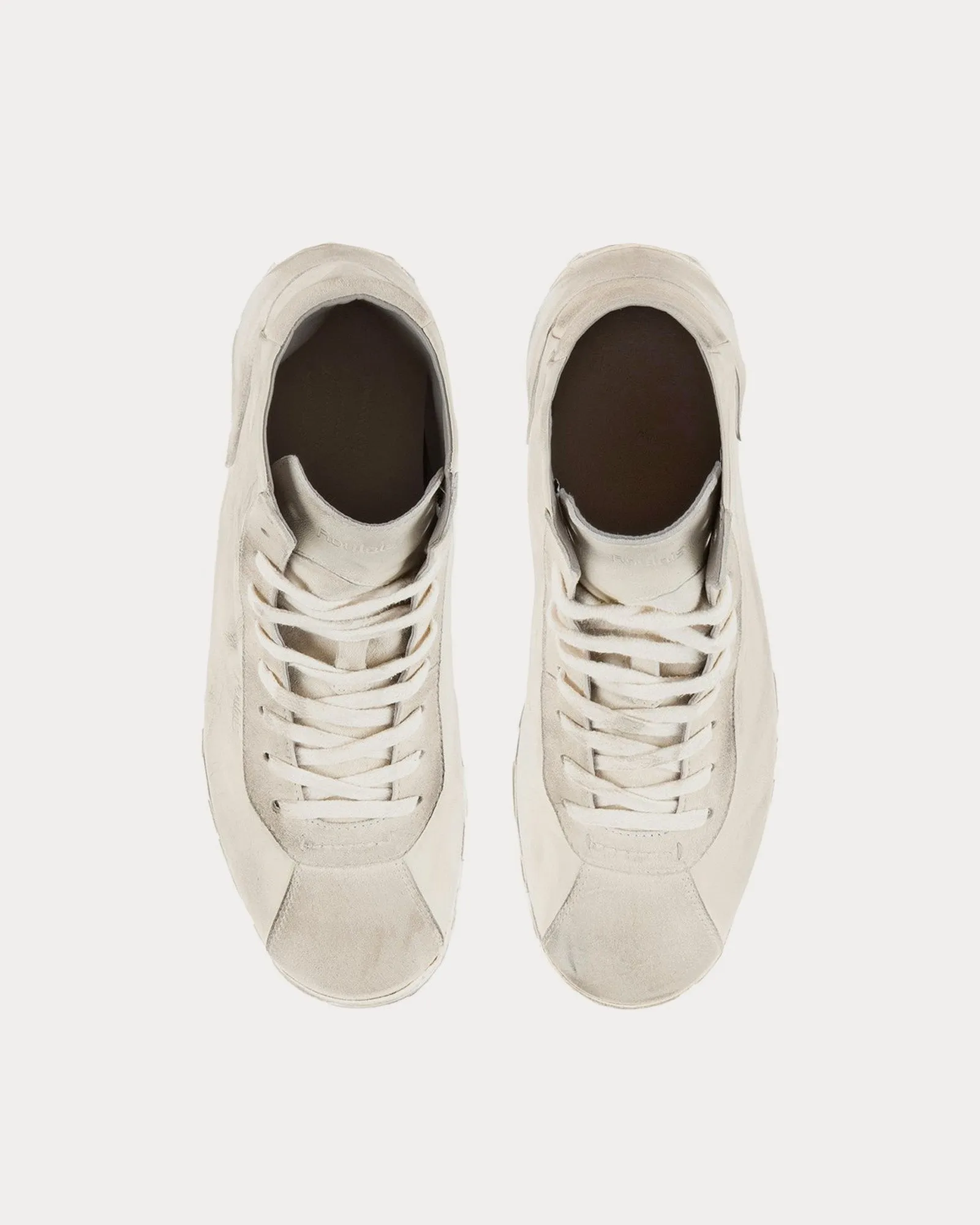 Saddle Hi Distressed White High Top Sneakers