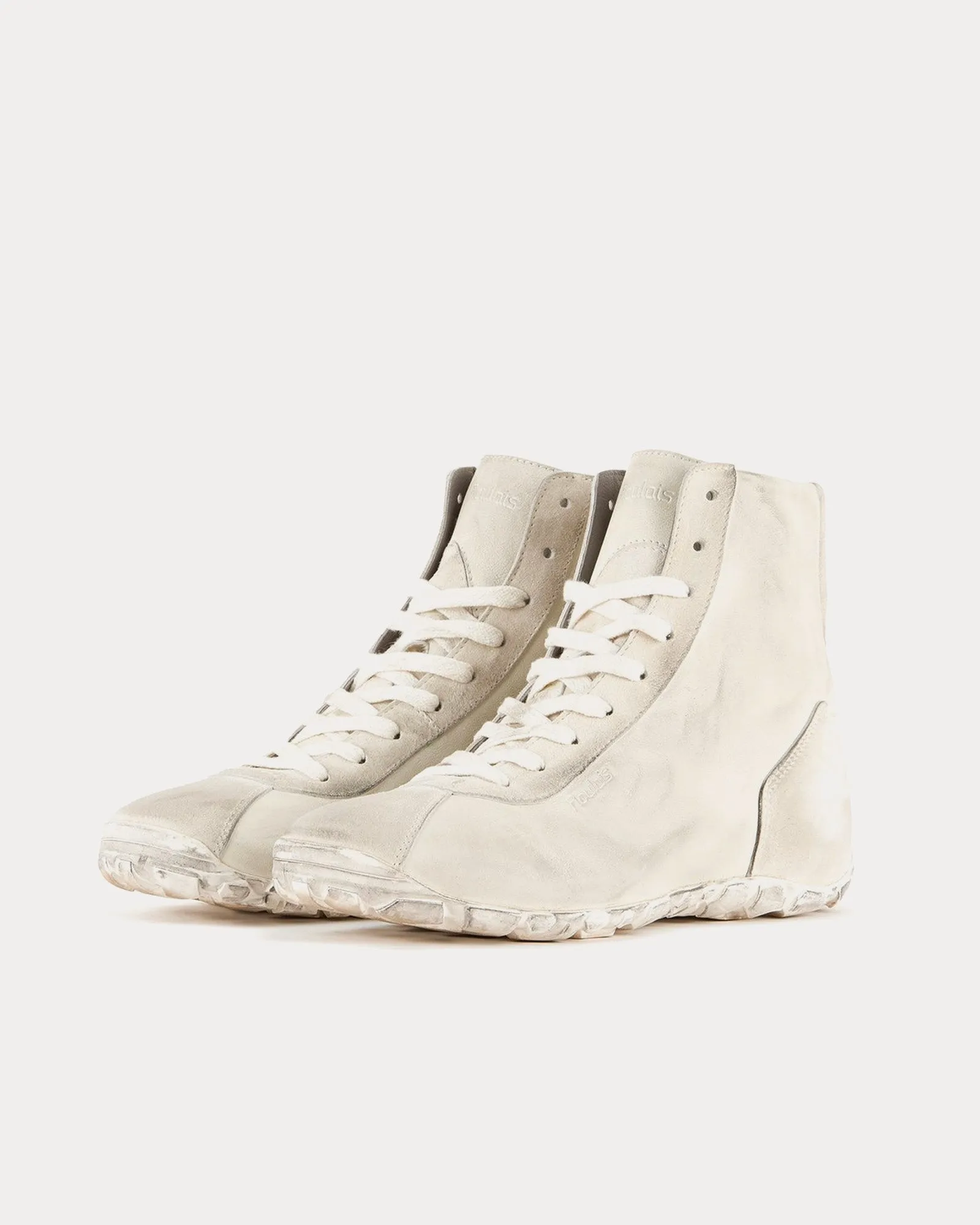 Saddle Hi Distressed White High Top Sneakers