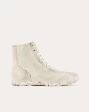 Saddle Hi Distressed White High Top Sneakers