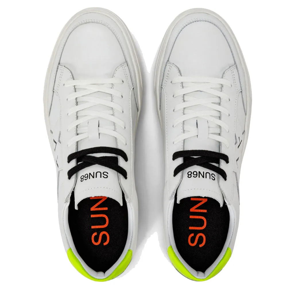 Scarpe Uomo SUN68 Sneakers Linea Skate in Pelle Colore Bianco - Giallo