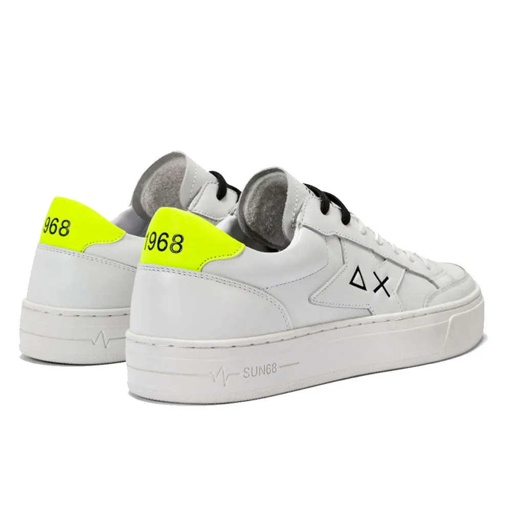 Scarpe Uomo SUN68 Sneakers Linea Skate in Pelle Colore Bianco - Giallo