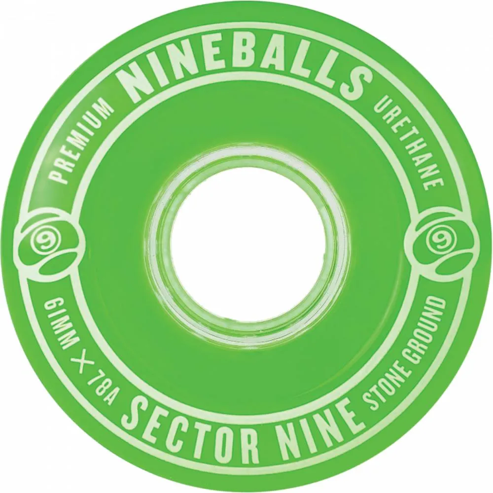 Sector 9 Nine-Balls 61mm 78A Clear Green Skateboard Wheels