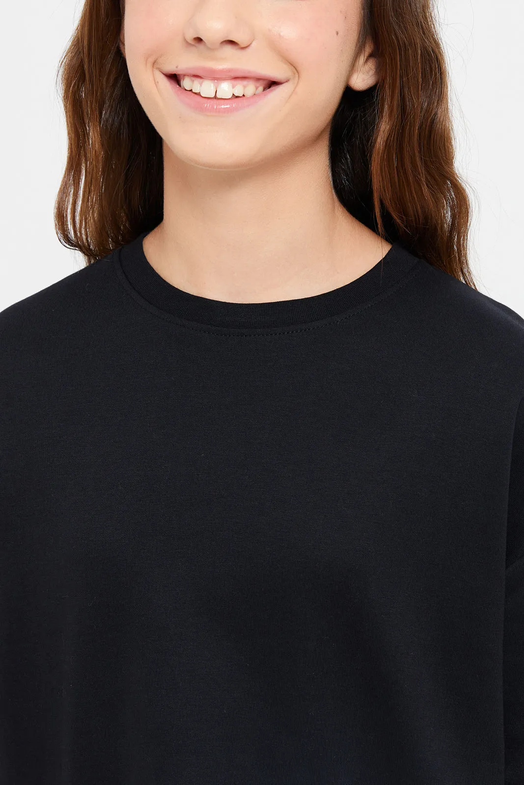 Senior Girls Black Short Sleeve Oversize T-Shirt
