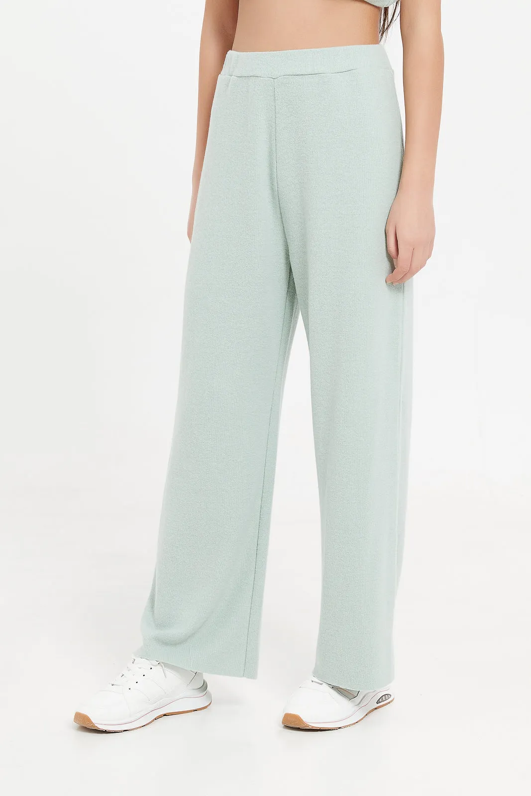 Senior Girls Blue Mélange Brushed Trousers