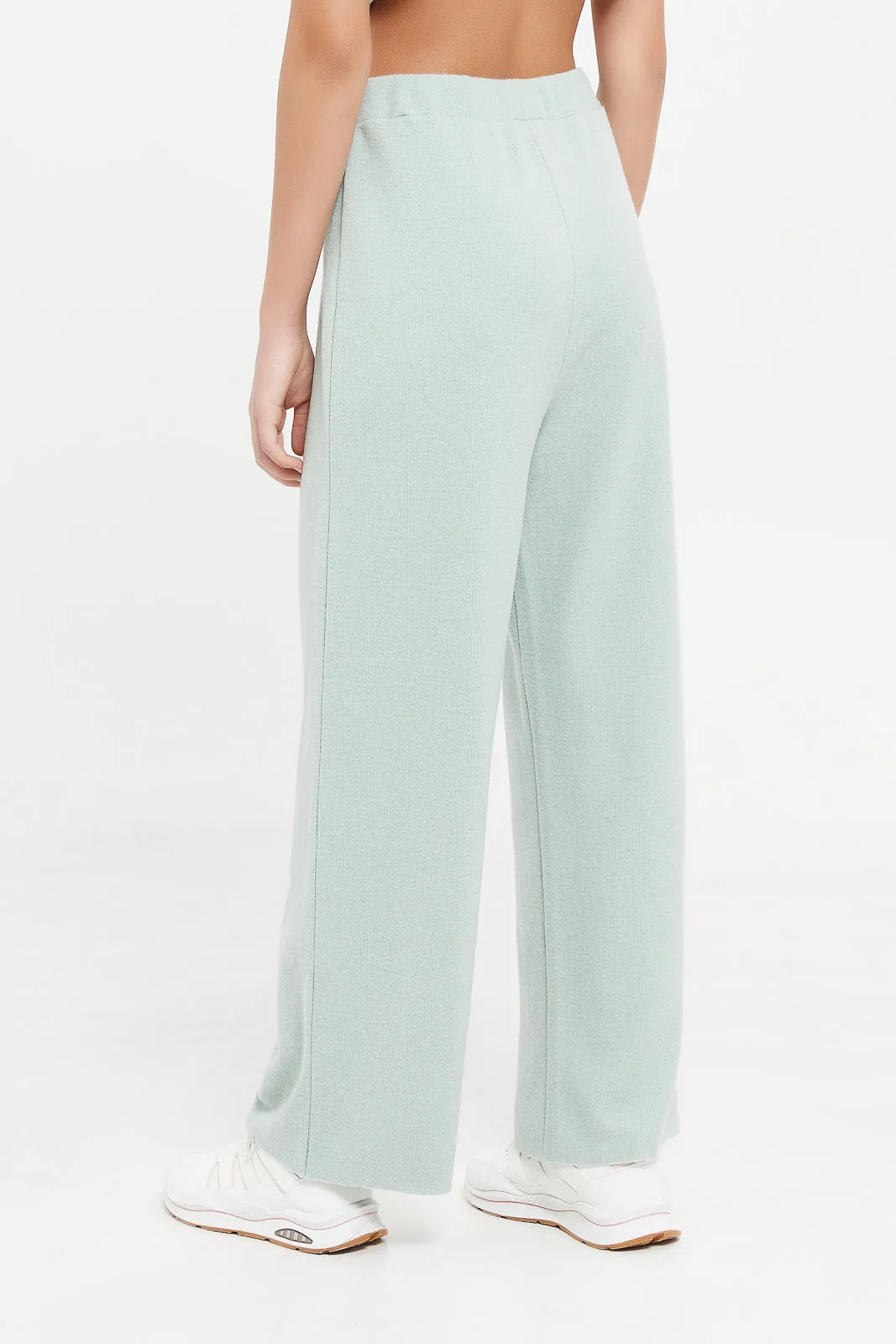 Senior Girls Blue Mélange Brushed Trousers
