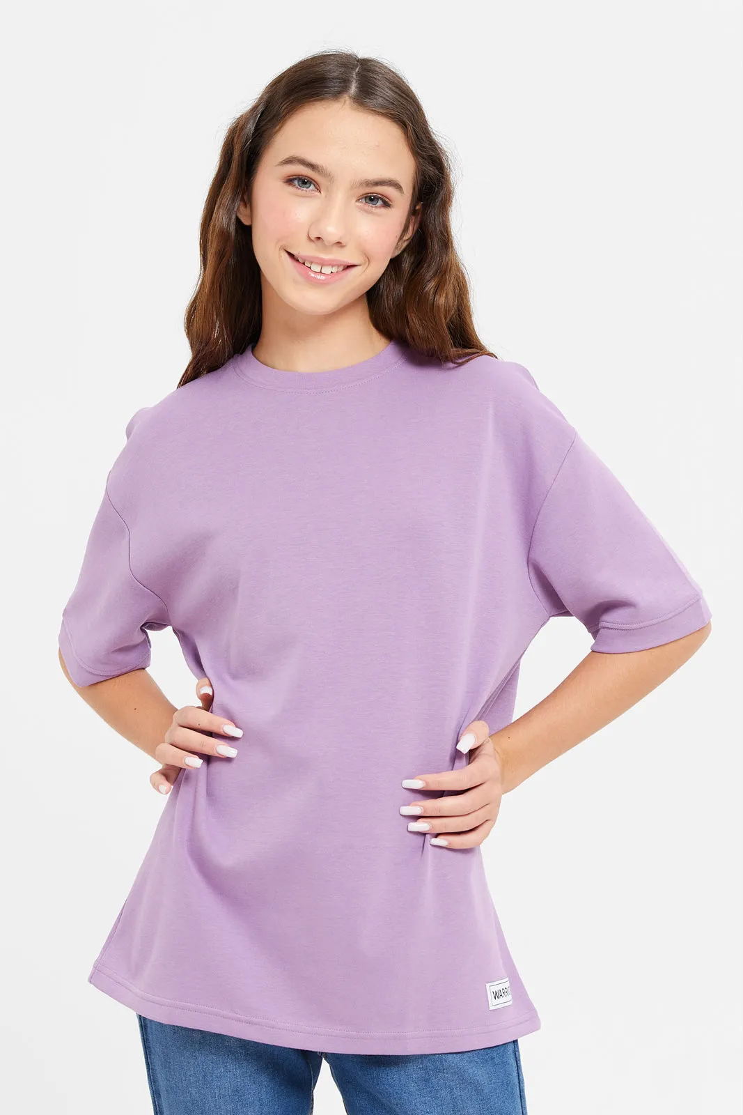 Senior Girls Lilac Short Sleeve Oversize T-Shirt