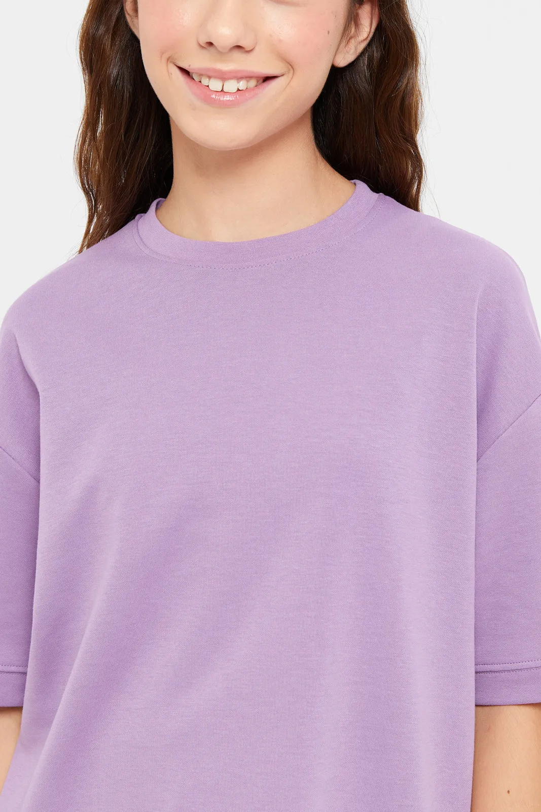 Senior Girls Lilac Short Sleeve Oversize T-Shirt