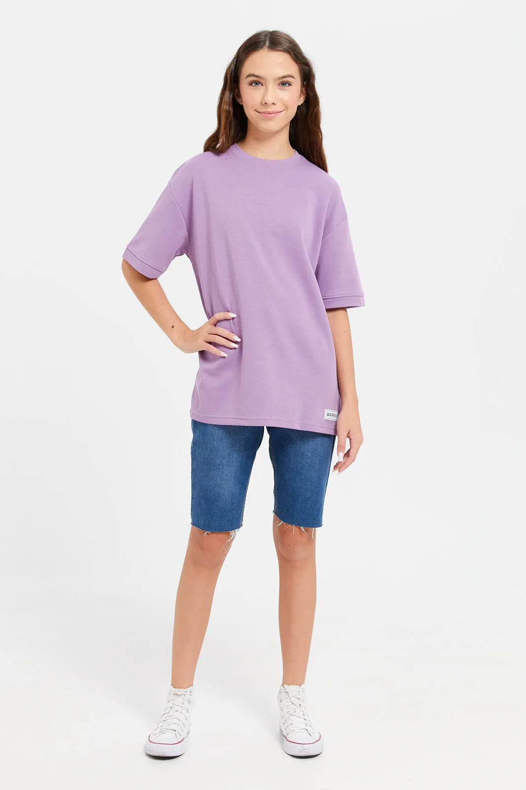 Senior Girls Lilac Short Sleeve Oversize T-Shirt
